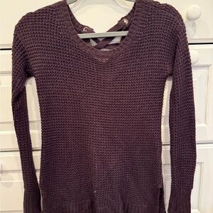 American Eagle Outfitters Deep Purple V-Neck Sweater